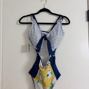 Striped and Floral Women's One Piece Swimsuit